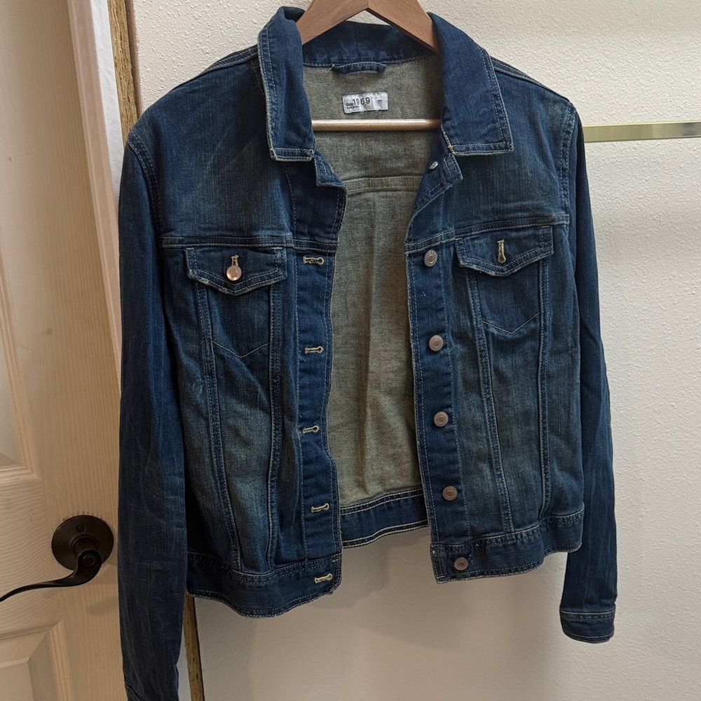 GAP Blue and Tan Denim Jacket